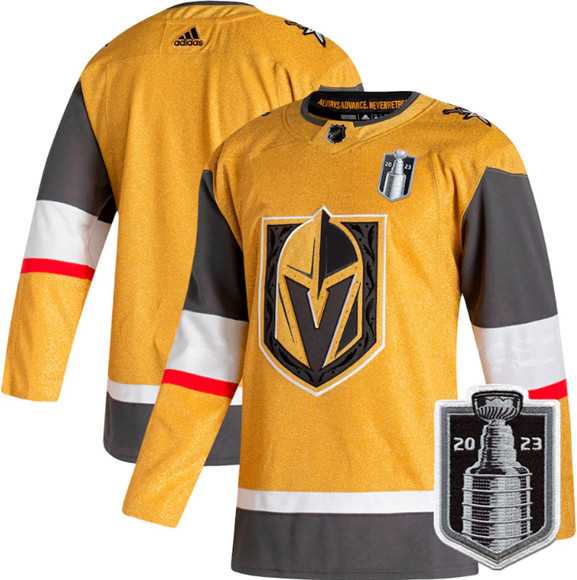 Mens Vegas Golden Knights Blank Gold 2023 Stanley Cup Final Stitched Jersey Dzhi->vegas golden knights->NHL Jersey